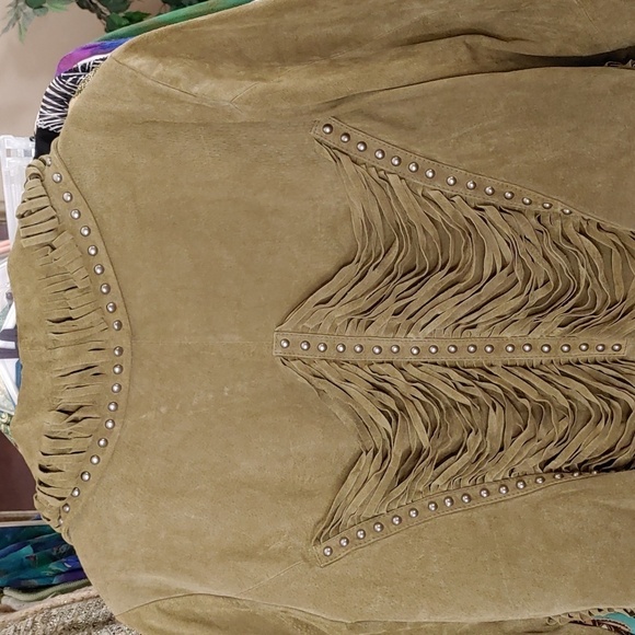 GORGEOUS PAMELA McCOY GREEN GENUINE LEATHER SUEDE JACKET COAT PLUS SIZE 1LX-2XL - Picture 9 of 10